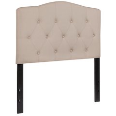 Tufted Upholstered Twin Size Headboard in Beige Fabric