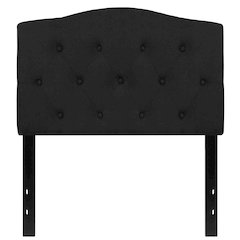Arched Button Tufted Upholstered Twin Size Headboard in Black Fabric