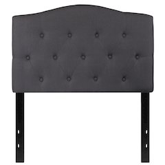 Arched Button Tufted Upholstered Twin Size Headboard in Dark Gray Fabric