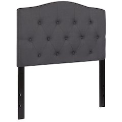 Tufted Upholstered Twin Size Headboard in Dark Gray Fabric