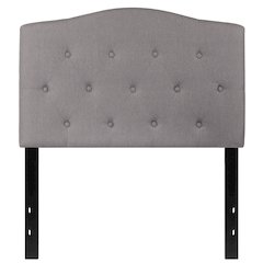 Arched Button Tufted Upholstered Twin Size Headboard in Light Gray Fabric