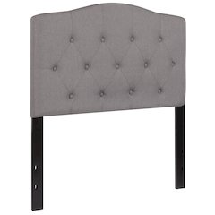 Tufted Upholstered Twin Size Headboard in Light Gray Fabric