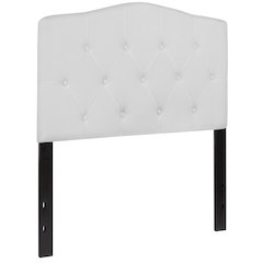 Tufted Upholstered Twin Size Headboard in White Fabric