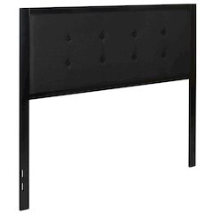 Metal Tufted Upholstered Full Size Headboard in Black Fabric