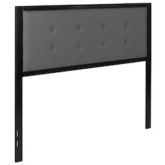 Metal Tufted Upholstered Full Size Headboard in Dark Gray Fabric