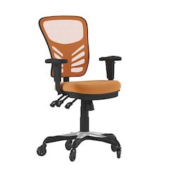 Mid-Back Orange Mesh Multifunction Executive Swivel Office Chair