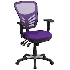 Mid-Back Purple Mesh Multifunction Executive Swivel Ergonomic Office Chair with Adjustable Arms