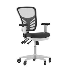 Mid-Back Black Mesh Multifunction Executive Office Chair and White Frame