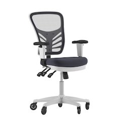 Mid-Back Dark Gray Mesh Multifunction Executive Chair and White Frame