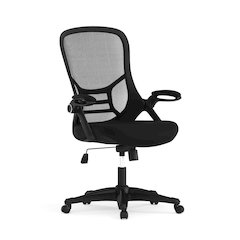 High Back Black Mesh Ergonomic Swivel Office Chair with Black Frame and Flip-up Arms