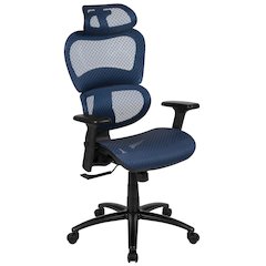 Mesh Office Chair with 2-to-1 Synchro-Tilt,  Adjustable Pivot Arms in Blue