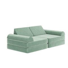 56" Modular Kids Play Couch with 6 Soft Foam Sectional Sofa Pieces in Sage