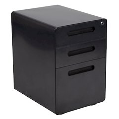 3-Drawer Mobile Locking Filing Cabinet with Anti-Tilt Mechanism, Black