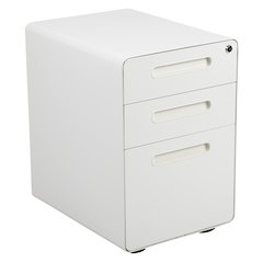 3-Drawer Mobile Locking Filing Cabinet with Anti-Tilt Mechanism, White
