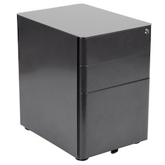 3-Drawer Mobile Locking Filing Cabinet with Anti-Tilt Mechanism, Black