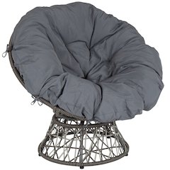 Swivel Patio Chair with Dark Gray Cushion