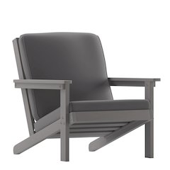 Adirondack Style Deep Seat Patio Club Chair with Cushions, Gray/Gray