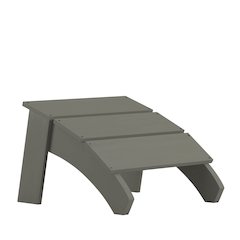 Modern All-Weather Poly Resin Wood Adirondack Ottoman Foot Rest in Gray