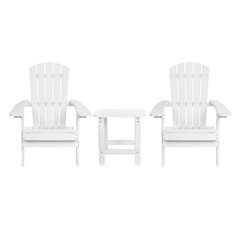 2 Pack All-Weather Poly Resin Folding Adirondack Chair with Side Table