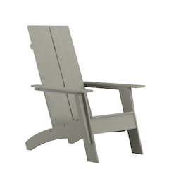 Modern Commercial All-Weather Poly Resin Wood Adirondack Chair in Gray