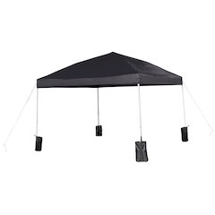 10'x10' Black Event Straight Leg Canopy Tent with Sandbags and Wheeled Case