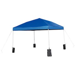10'x10' Blue Event Straight Leg Canopy Tent with Sandbags and Wheeled Case