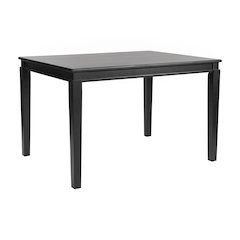 47" Solid Wood Dining Table, Heavy Duty Rectangle Wood Table, Black Matte Finish