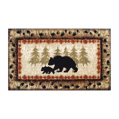 2' x 3' Rustic Lodge Wandering Black Bear and Cub Area Rug with Jute Backing