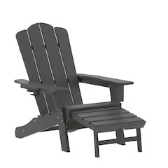 Commercial Adirondack Chair with Pull-Out Ottoman and Cupholder