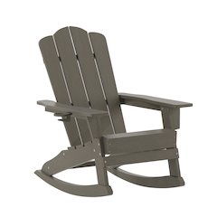 Contemporary Commercial Grade Adirondack Rocking Chair with Cupholder