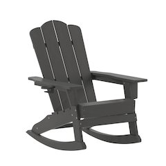 Contemporary Commercial Grade Adirondack Rocking Chair with Cupholder
