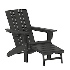 Commercial Adirondack Chair with Pull-Out Ottoman and Cupholder