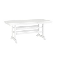 Abraham 72" Rectangle Recycled HDPE Adirondack Dining Table for 6 in White