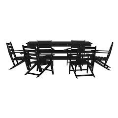 Contemporary 7 Piece Commercial Grade Adirondack Dining Set, Black