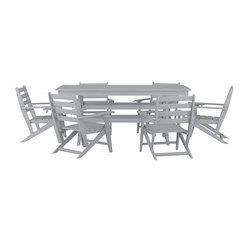 Contemporary 7 Piece Commercial Grade Adirondack Dining Set, Gray