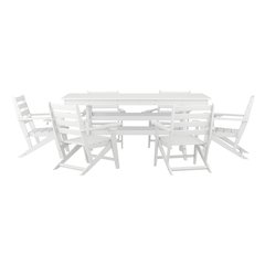 Contemporary 7 Piece Commercial Grade Adirondack Dining Set, White