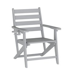 Contemporary Commercial Grade Adirondack Dining Chair with Cupholder, Gray