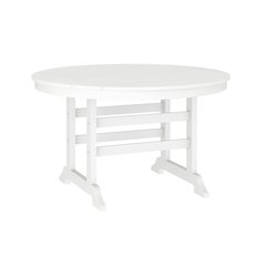 Colonel 48" Round Recycled HDPE Adirondack Dining Table for 4 in White