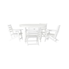 Contemporary 5 Piece Commercial Grade Adirondack Dining Set, White