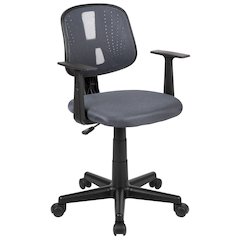 Mid-Back Gray Mesh Swivel Task Office Chair with Pivot Back and Arms, BIFMA Certified