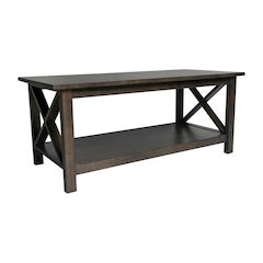 Farmhouse Style Coffee Table with X-Frame Design, Dark Gray