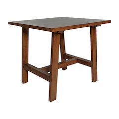 Eli Solid Wood Farmhouse End Table, Trestle Style Accent Table in Walnut