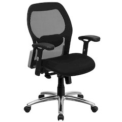 Mid-Back Black Super Mesh Executive Swivel Office Chair with Knee Tilt Control and Adjustable Lumbar & Arms