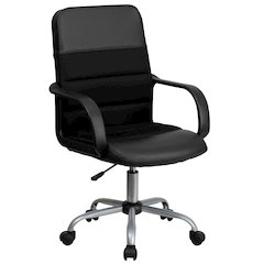 Mid-Back Black LeatherSoft and Mesh Swivel Task Office Chair with Arms