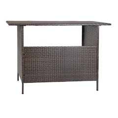 Marco Indoor/Outdoor Patio Wicker Rattan Bar Counter Table with 2 Shelves, Brown