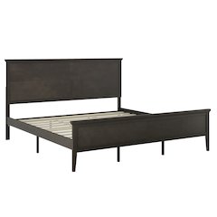 King Size Solid Wood Platform Bed Frame, Dark Gray
