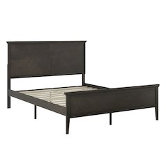Queen Size Solid Wood Platform Bed Frame, Dark Gray