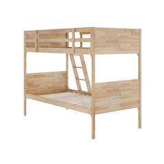 Bunk Bed Twin Over Twin, Convertible Slatted Solid Wood Bunk Bed Frame, Natural