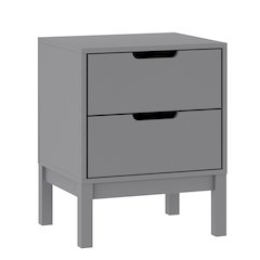 Dallas Wooden Night Stand, Bedroom Side Table with 2 Storage Drawers in Gray