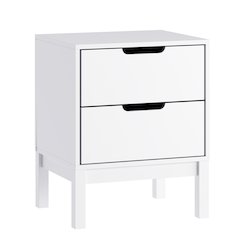 Dallas Wooden Night Stand, Bedroom Side Table with 2 Storage Drawers in White